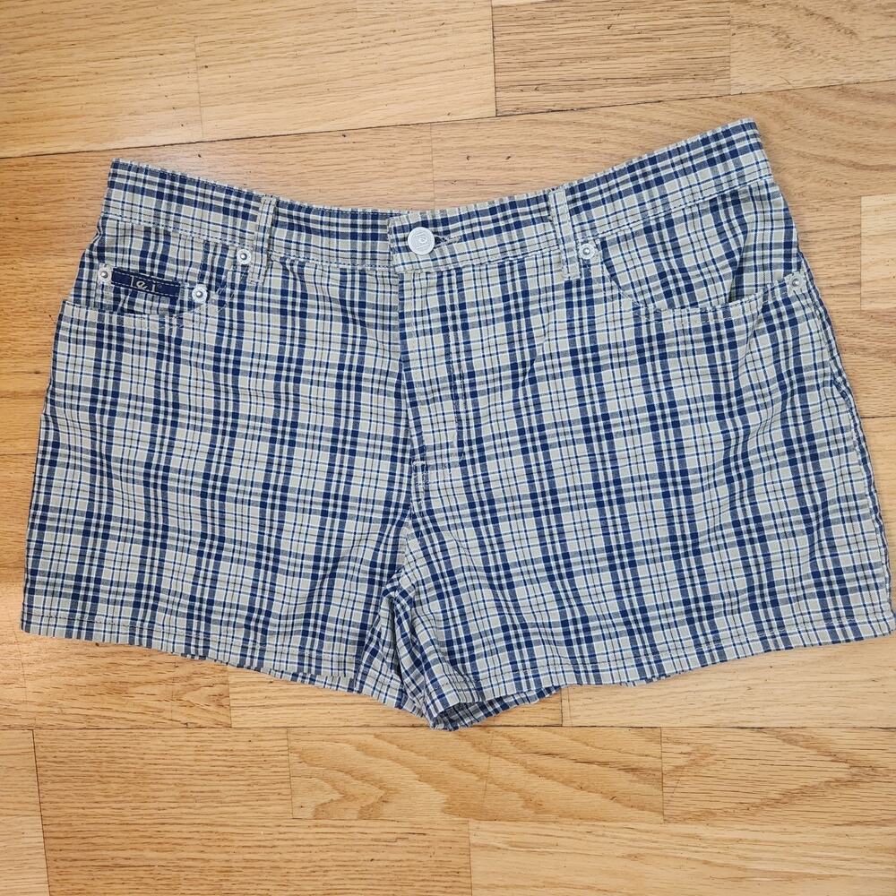 Vintage Y2K Lei Shorts Size 13 Juniors Plaid 2000s Preppy Casual Logo Cotton